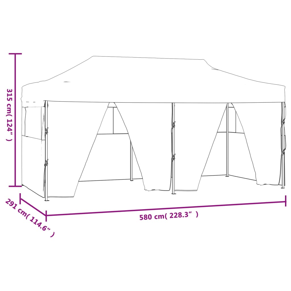 Gazebo Pieghevole con 4 Pareti 3x6m Acciaio Blu