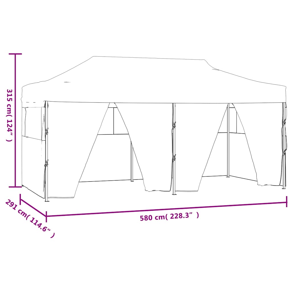 Gazebo Professionale Pieghevole con 4 Pareti 3x6m Acciaio Crema