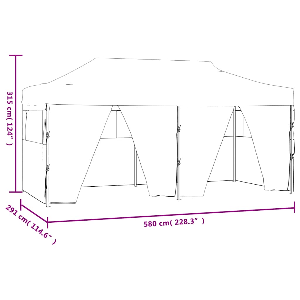 Gazebo Pieghevole con 4 Pareti 3x6m Acciaio Antracite