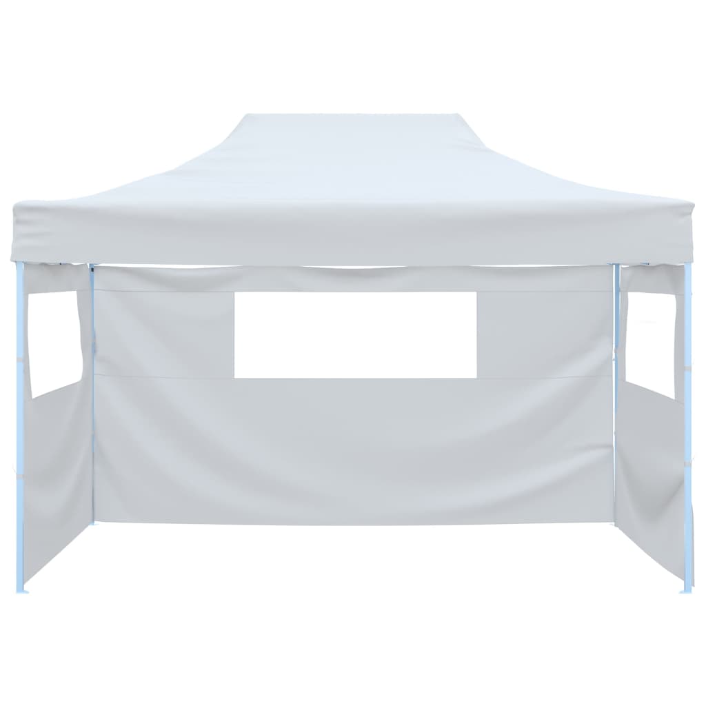 Tendone per Feste Pieghevole con 3 Pareti 291x413x315 cm Bianco