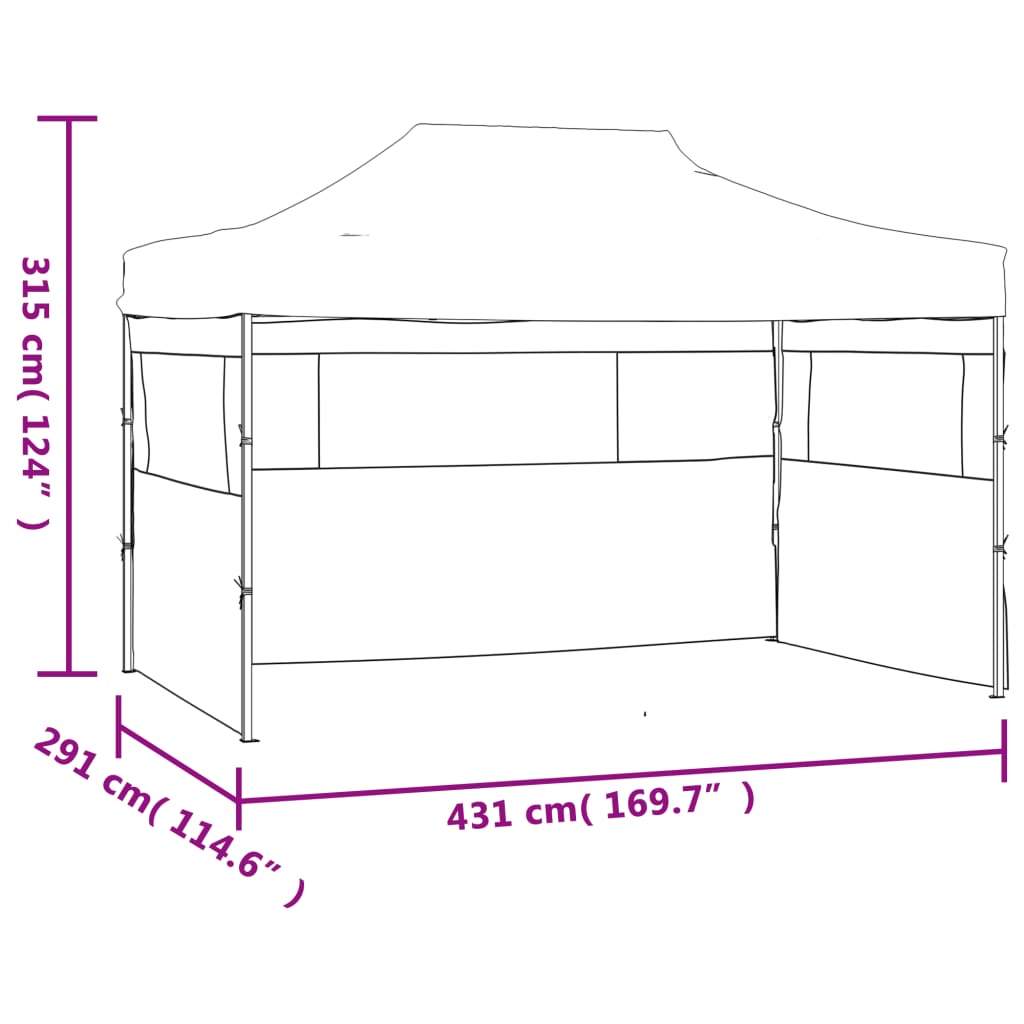 Tendone per Feste Pieghevole con 3 Pareti 291x413x315 cm Bianco