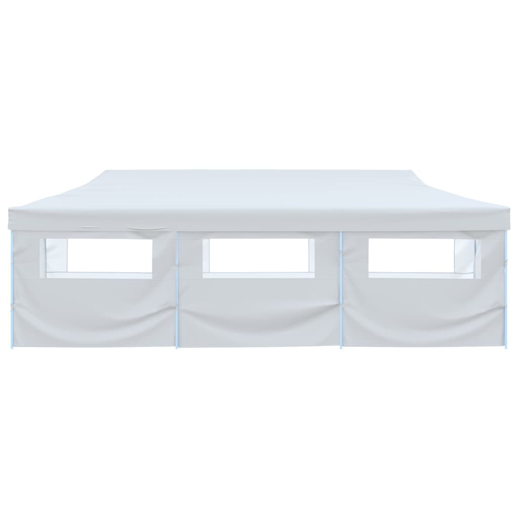 Tenda Pieghevole Pop-Up con 8 Pareti Laterali 3x9 m Bianca