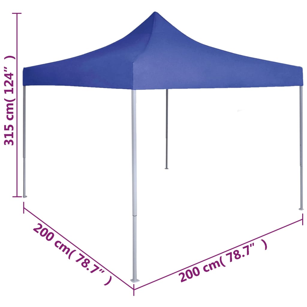 Gazebo Professionale Pieghevole 2x2 m in Acciaio Blu