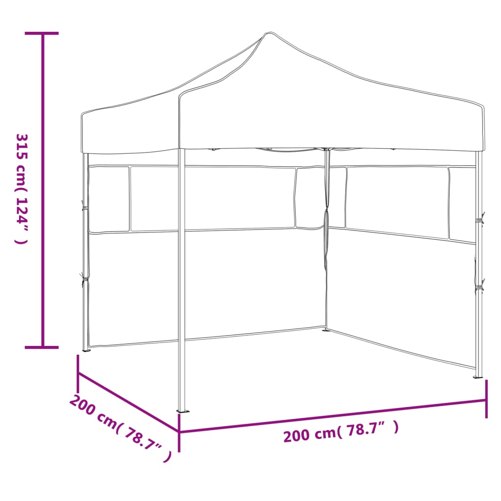 Gazebo Pieghevole Professionale 2 Pareti 2x2m Acciaio Blu