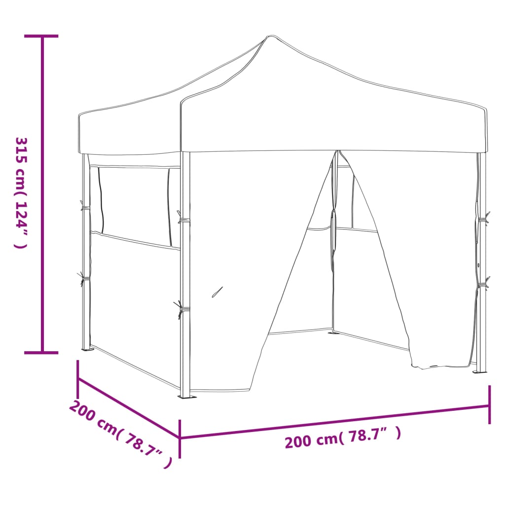 Gazebo Professionale Pieghevole 4 Pareti 2x2m Acciaio Antracite