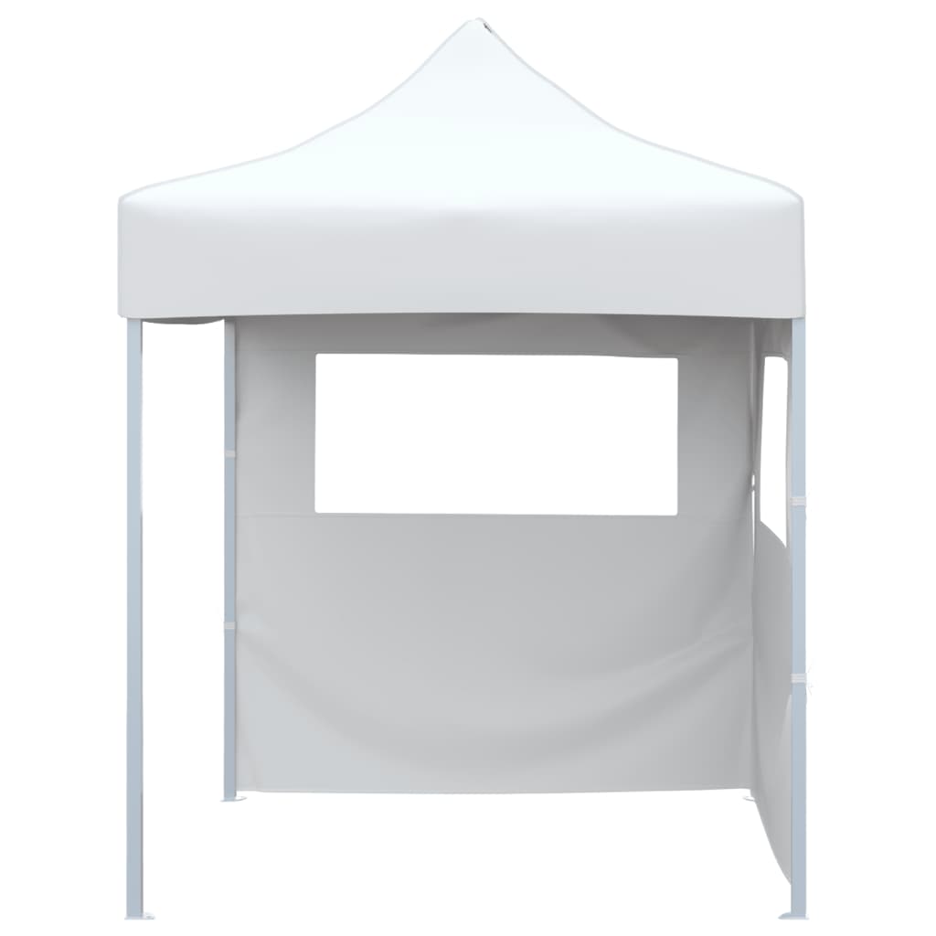 Gazebo Pieghevole Professionale 2 Pareti 2x2m Acciaio Bianco
