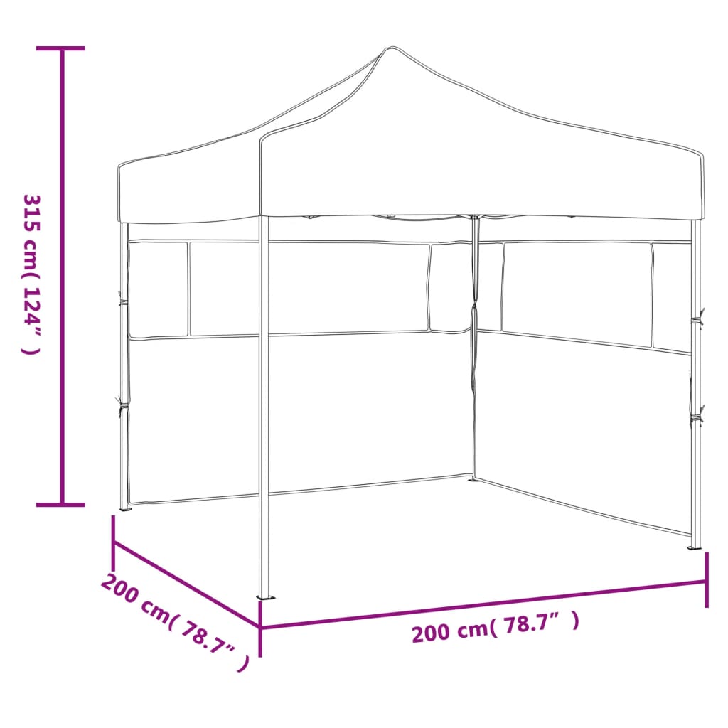 Gazebo Pieghevole Professionale 2 Pareti 2x2m Acciaio Bianco