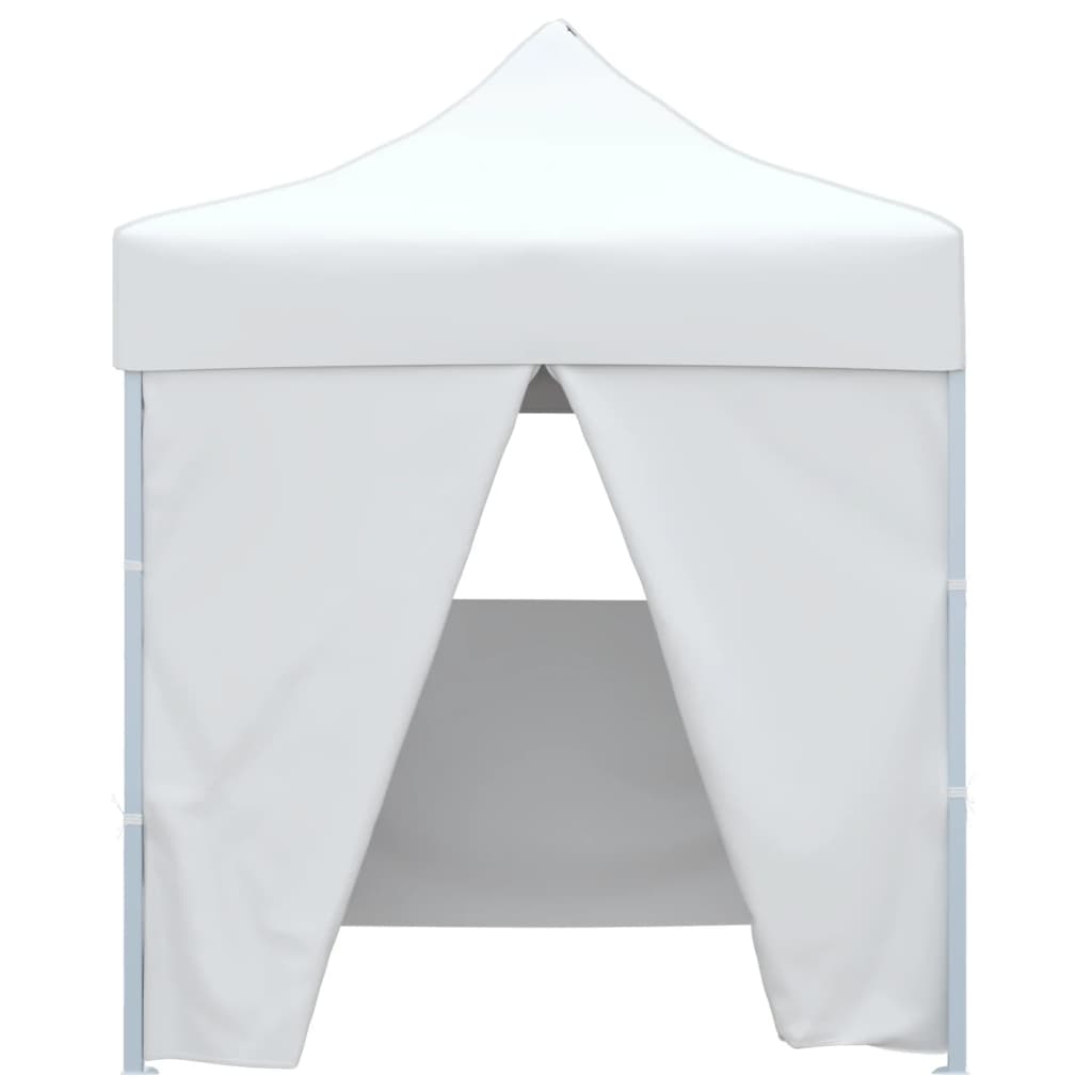 Gazebo Pieghevole Professionale 4 Pareti 2x2m Acciaio Bianco