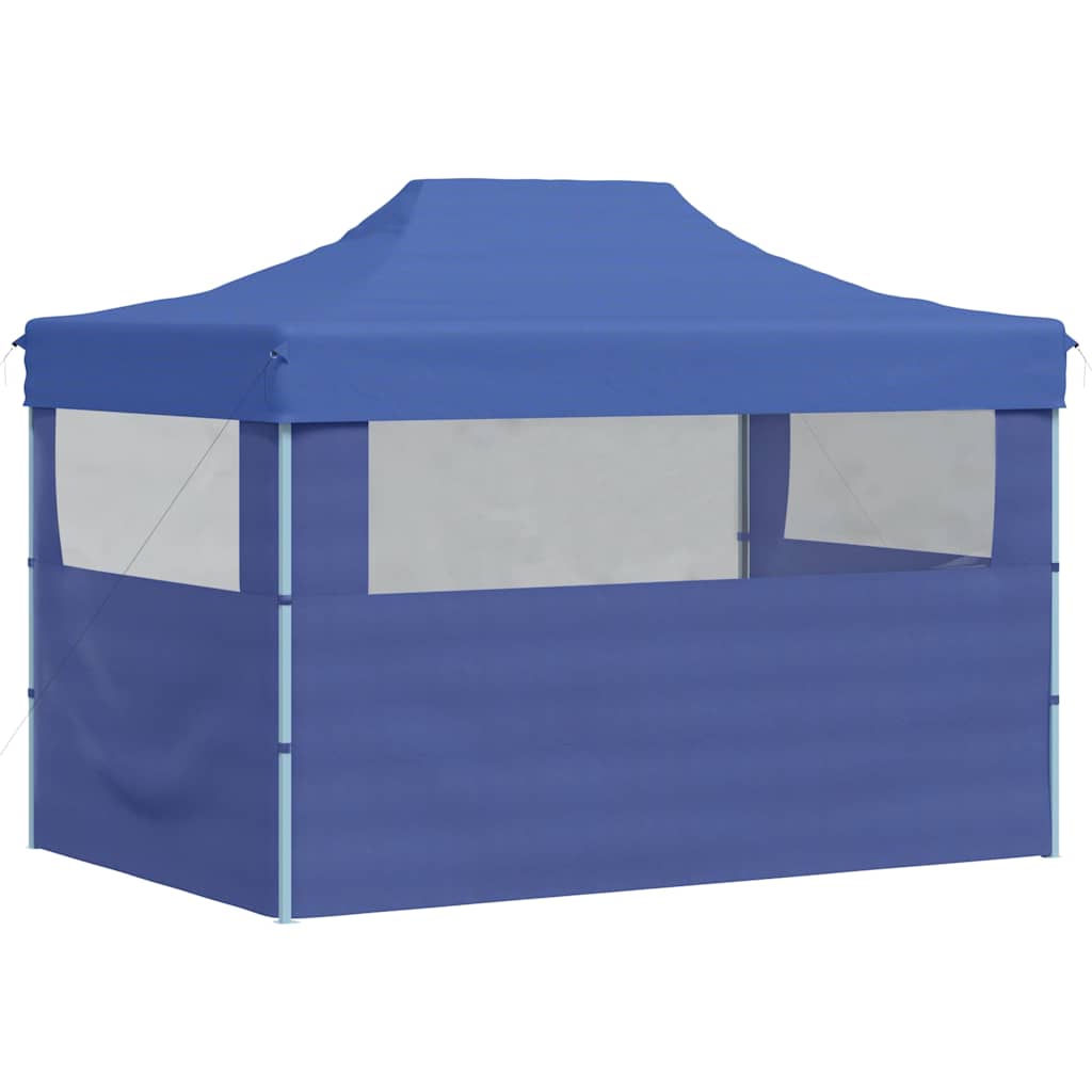Gazebo Professionale Pieghevole con 3 Pareti 3x4m Acciaio Blu