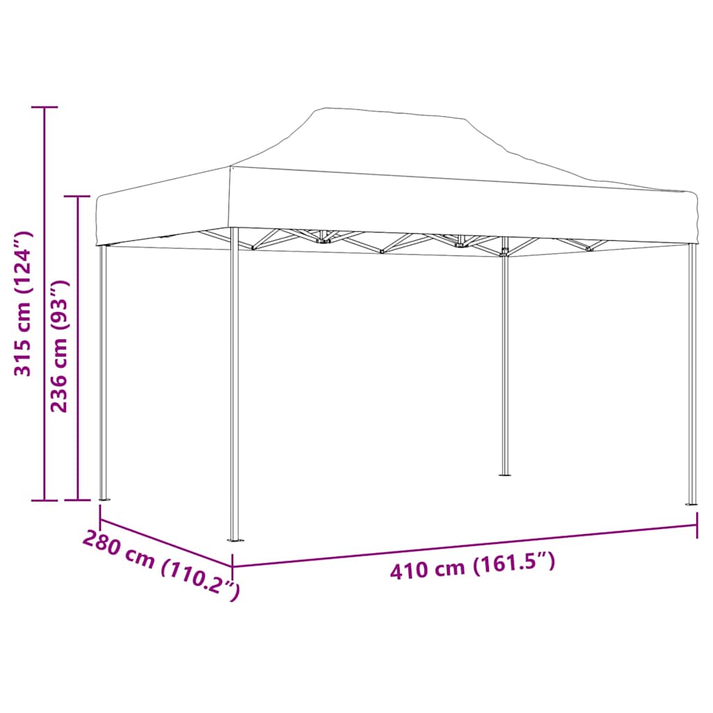 Gazebo Pieghevole Crema 280x410 cm Acciaio e Oxford