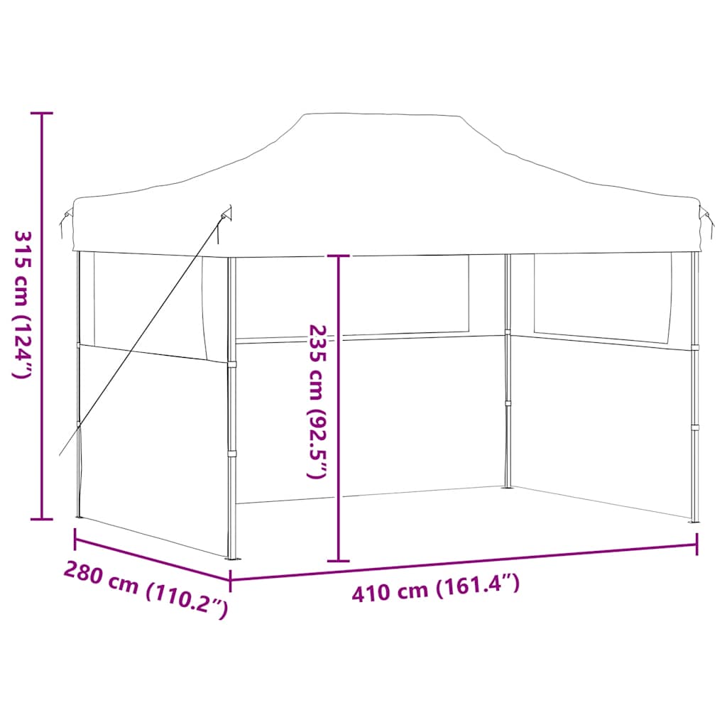 Gazebo Professionale Pieghevole con 3 Pareti 3x4m Acciaio Crema