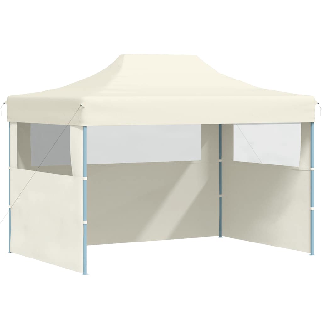 Gazebo Professionale Pieghevole con 3 Pareti 3x4m Acciaio Crema