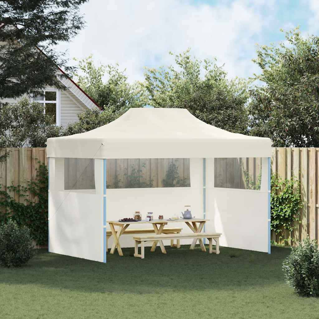 Gazebo Professionale Pieghevole con 3 Pareti 3x4m Acciaio Crema