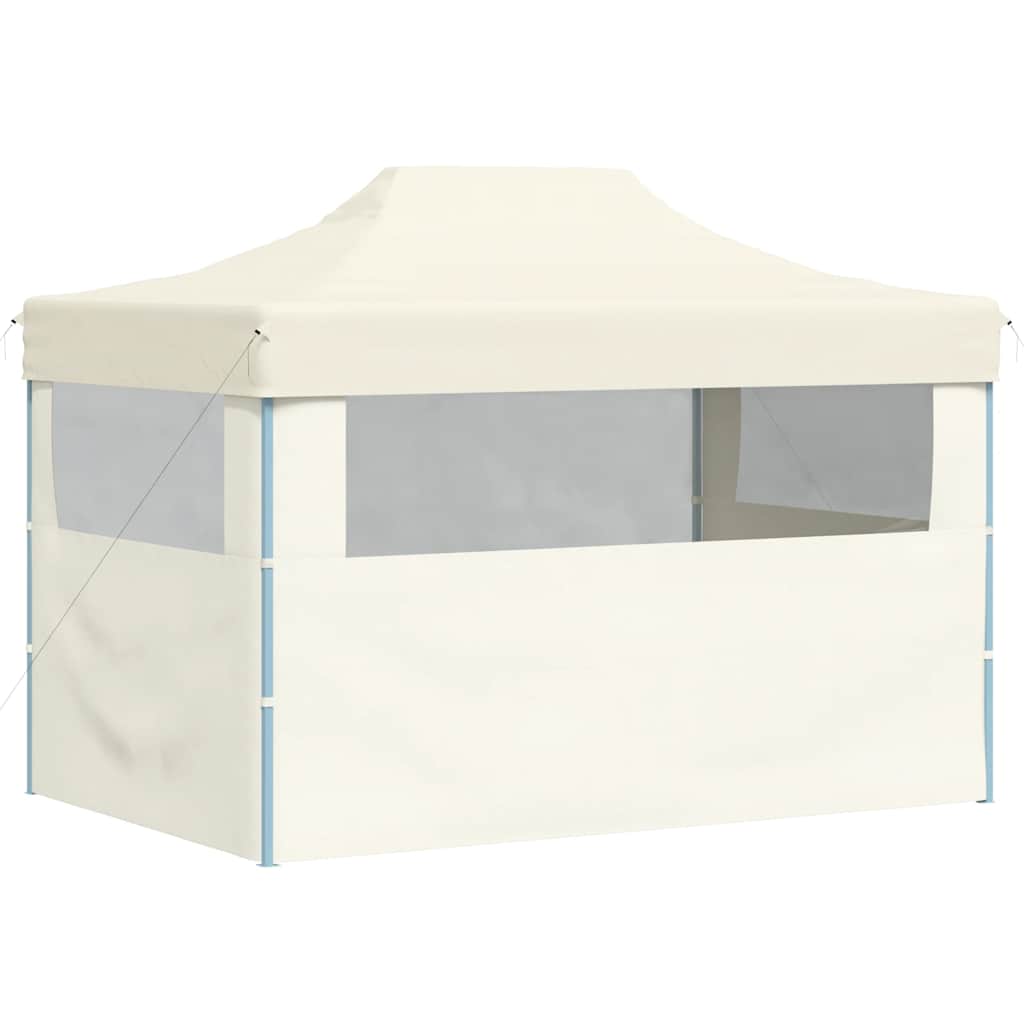 Gazebo Professionale Pieghevole con 3 Pareti 3x4m Acciaio Crema