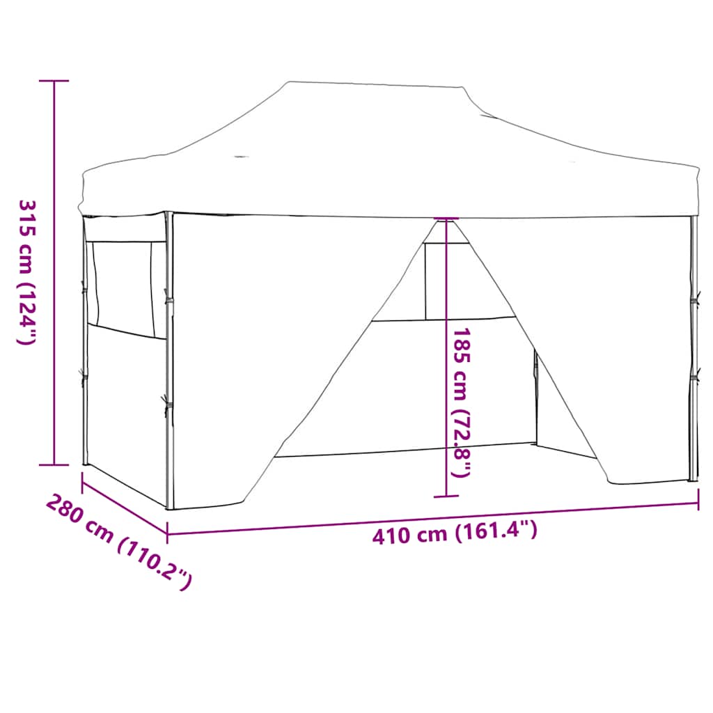 Gazebo Professionale Pieghevole con 4 Pareti 3x4m Acciaio Crema