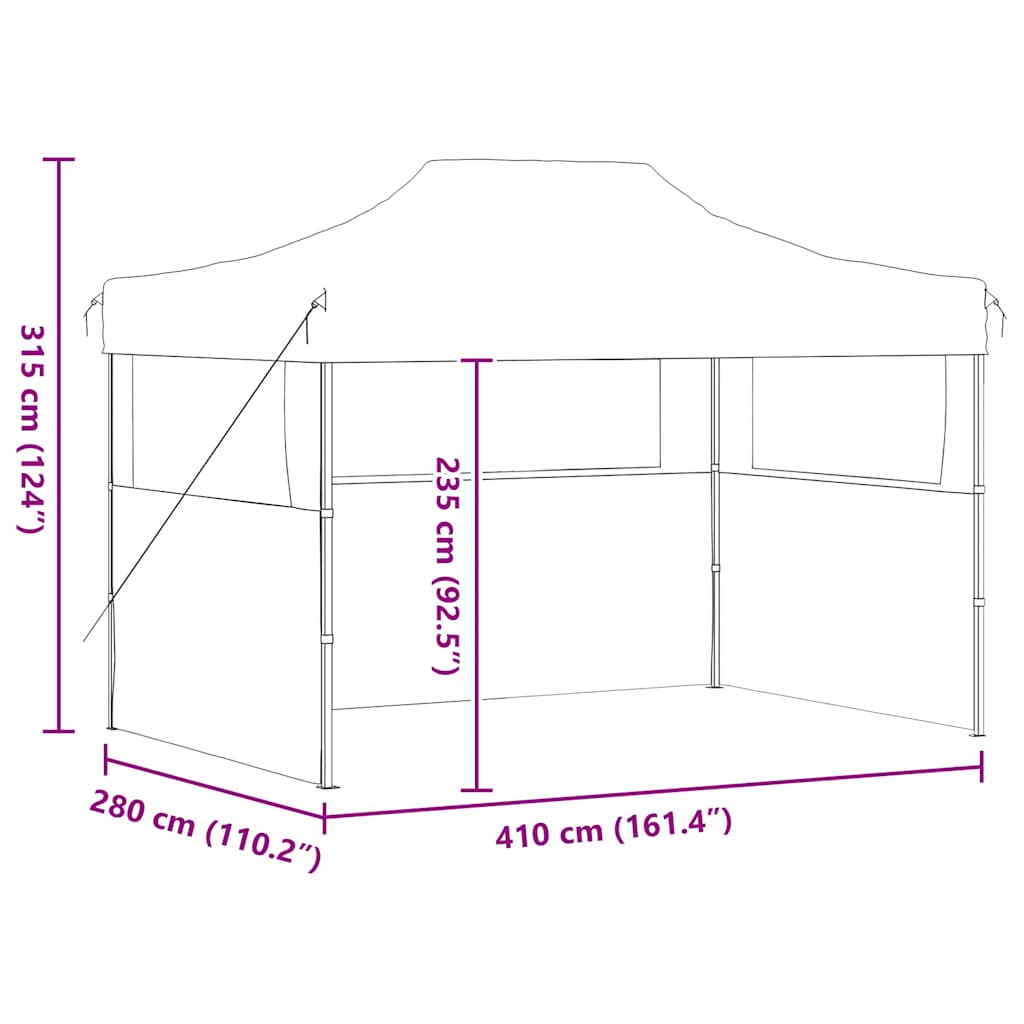 Gazebo Professionale Pieghevole 3 Pareti 3x4m Acciaio Antracite