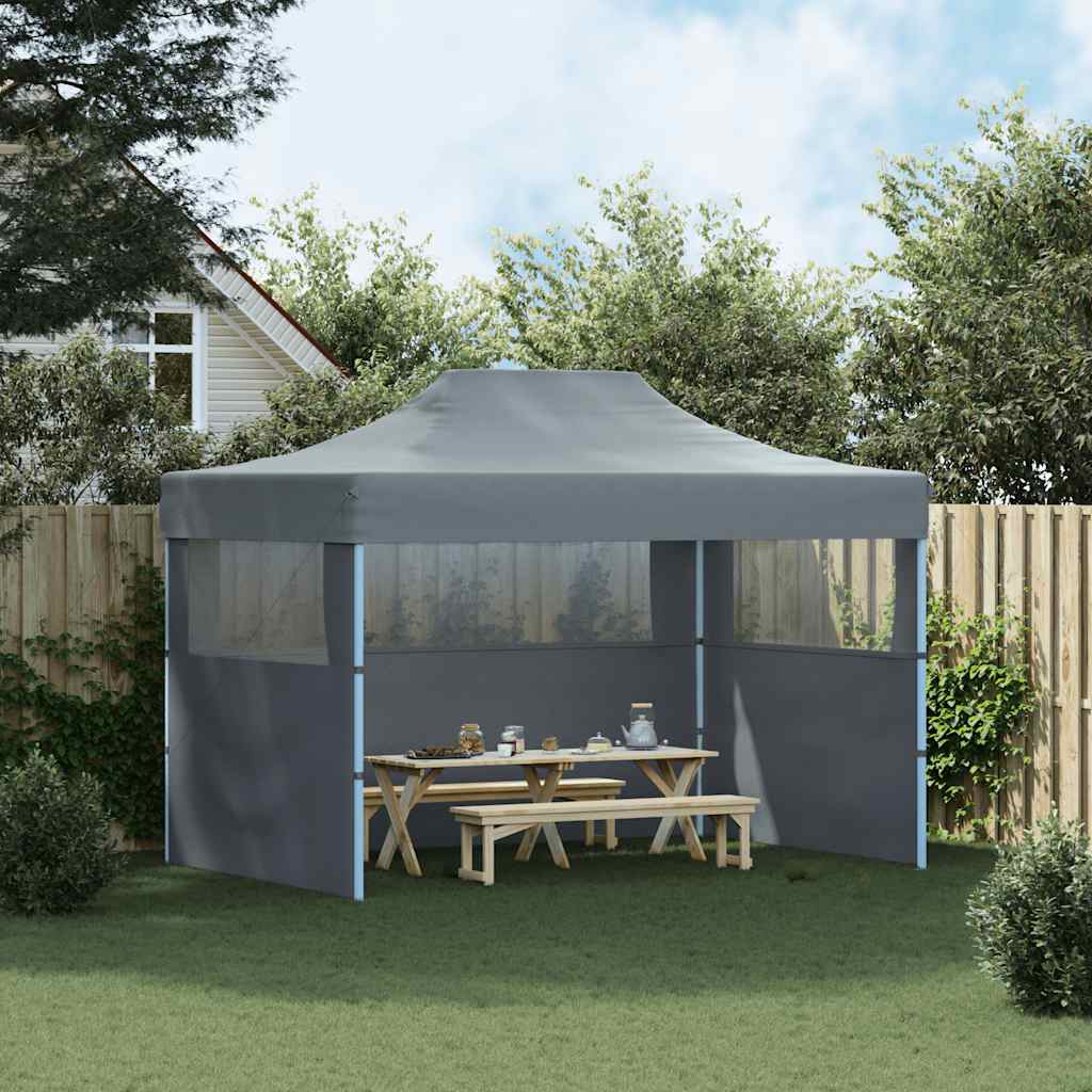 Gazebo Professionale Pieghevole 3 Pareti 3x4m Acciaio Antracite
