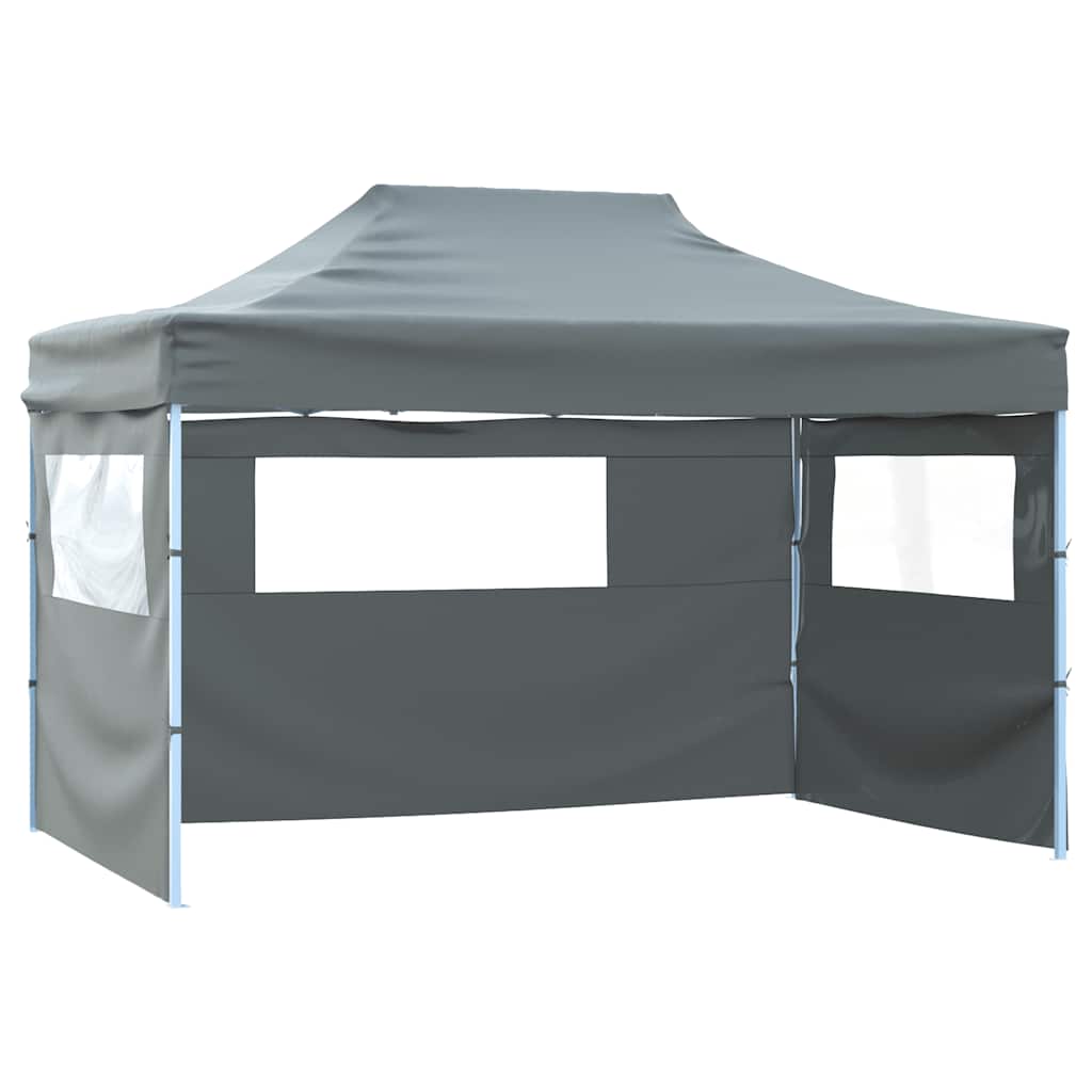 Gazebo Professionale Pieghevole 4 Pareti 3x4m Acciaio Antracite