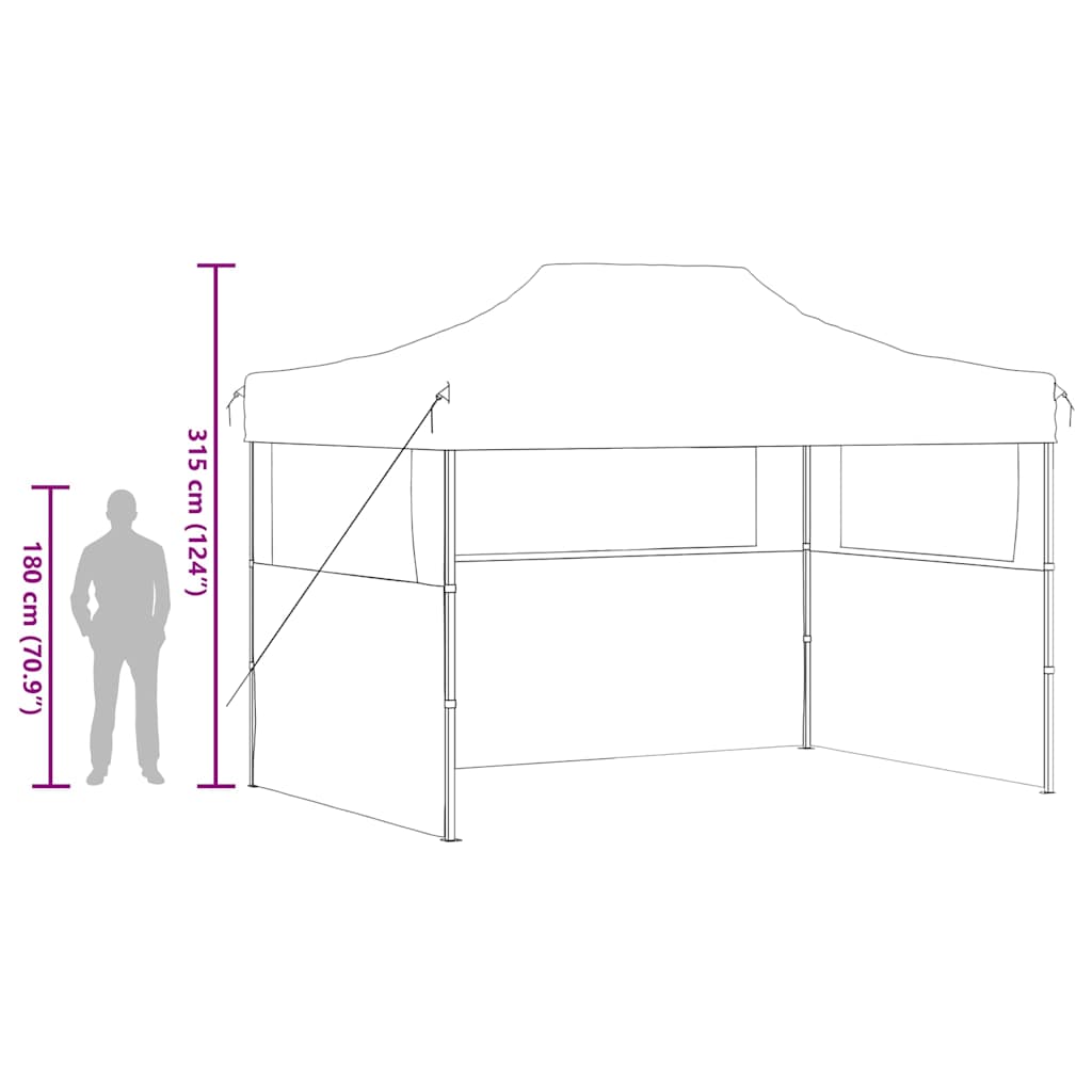Gazebo Professionale Pieghevole 3 Pareti 280x410x315 cm Acciaio Bianco