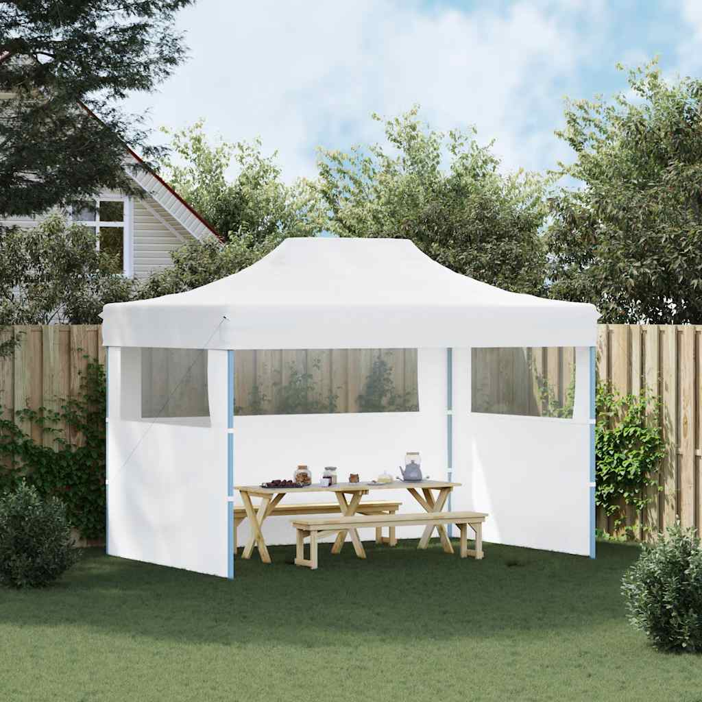 Gazebo Professionale Pieghevole 3 Pareti 280x410x315 cm Acciaio Bianco