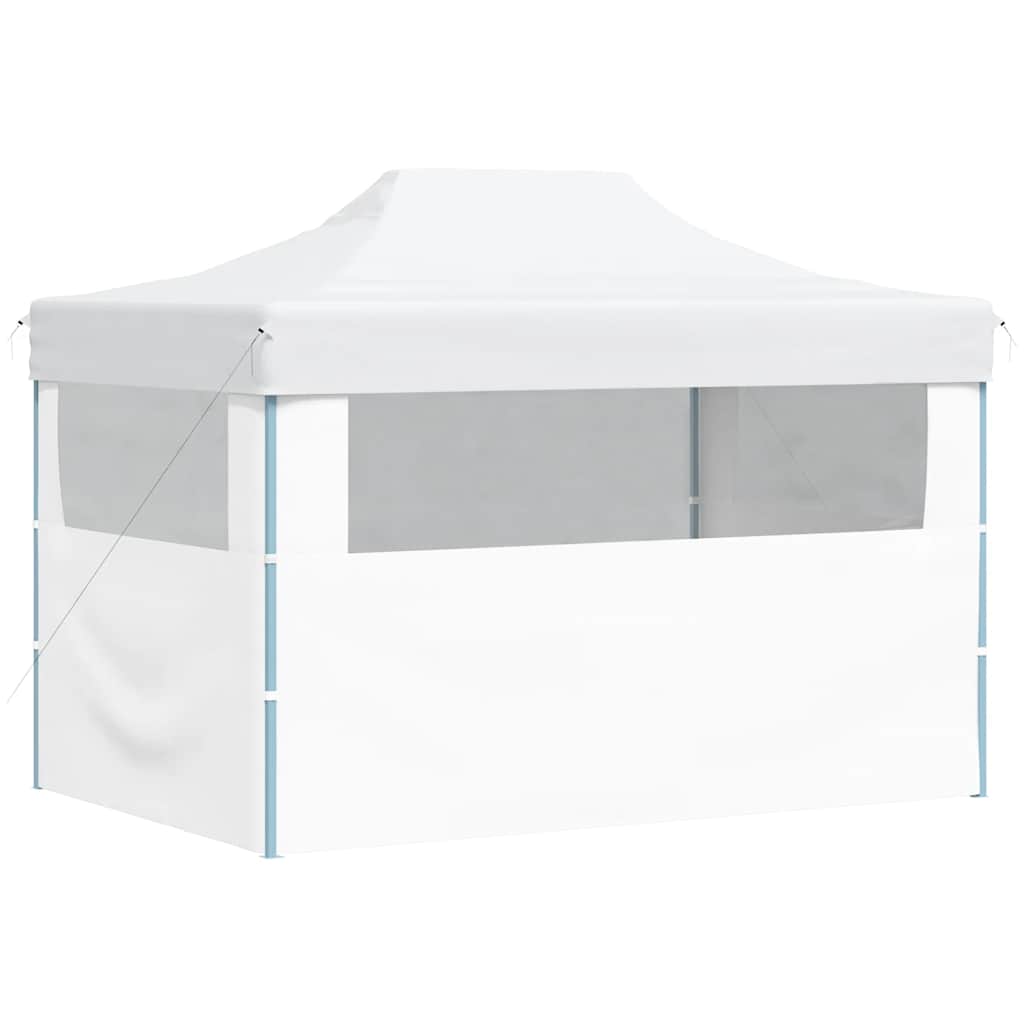 Gazebo Professionale Pieghevole 3 Pareti 280x410x315 cm Acciaio Bianco