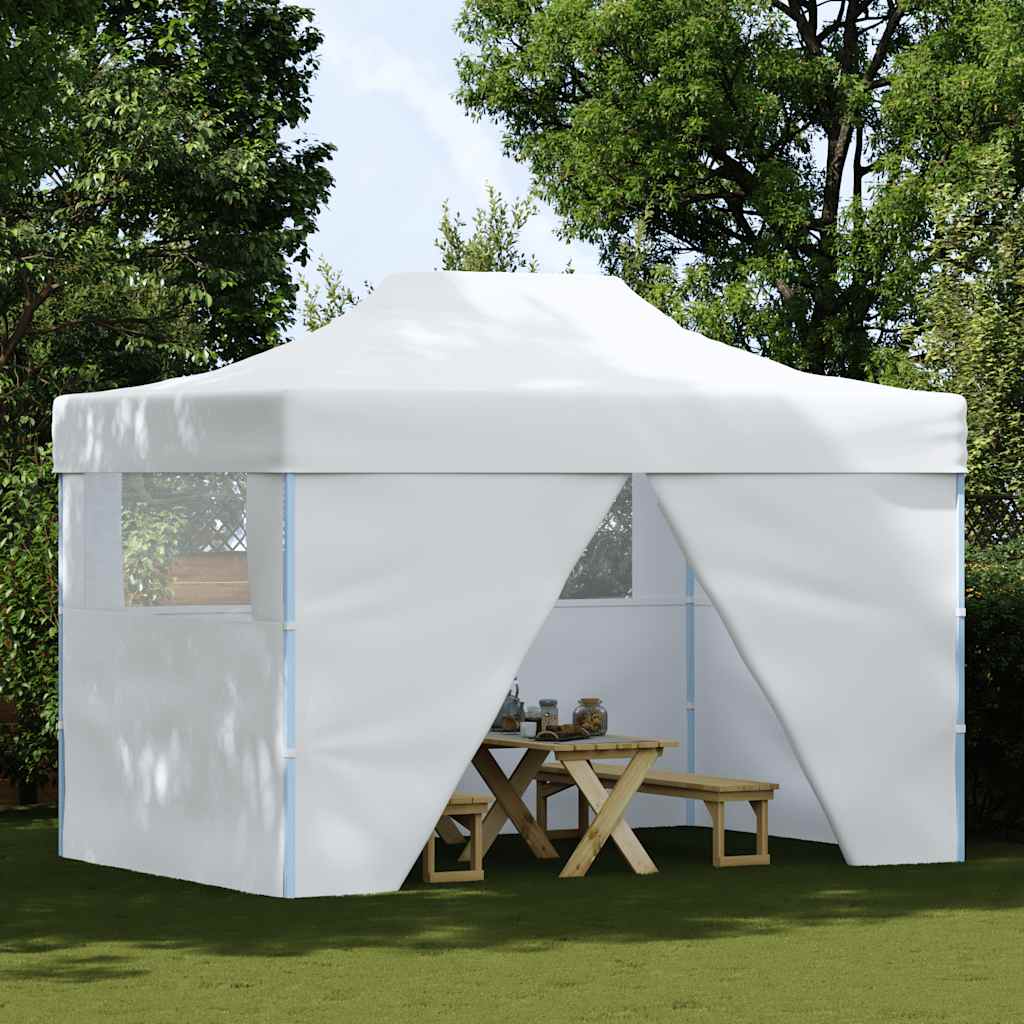 Gazebo Professionale Pieghevole 4 Pareti 280x410x315 cm Acciaio Bianco