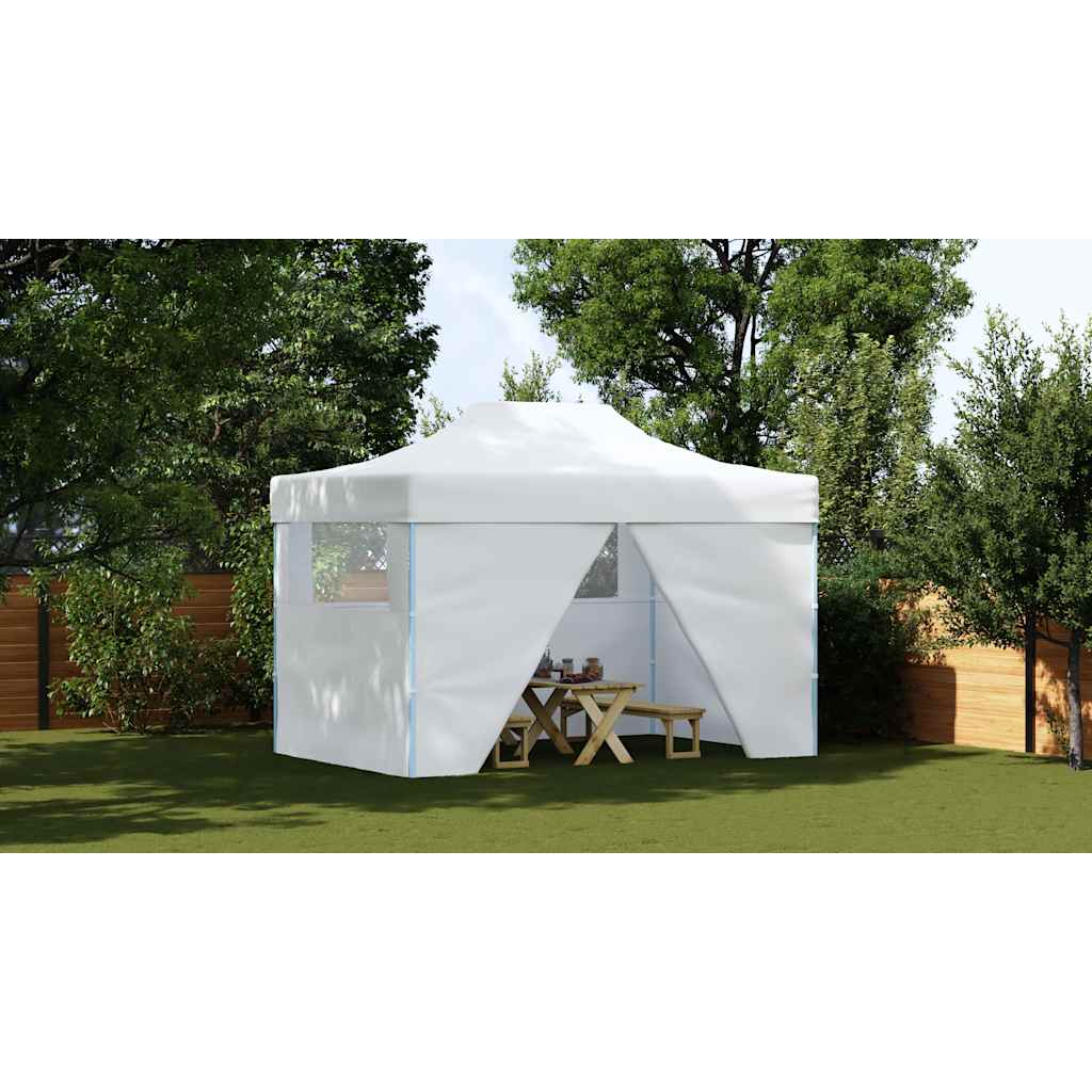 Gazebo Professionale Pieghevole 4 Pareti 280x410x315 cm Acciaio Bianco