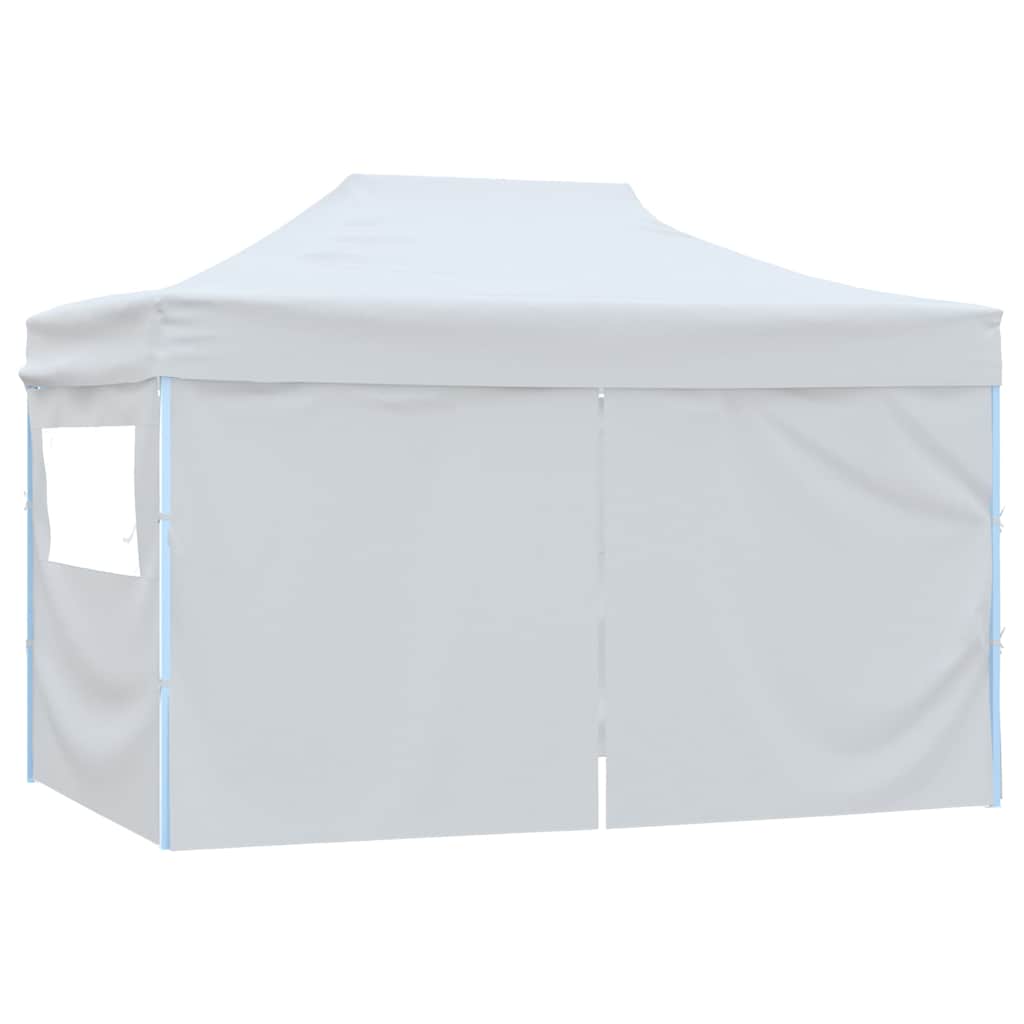 Gazebo Professionale Pieghevole 4 Pareti 280x410x315 cm Acciaio Bianco