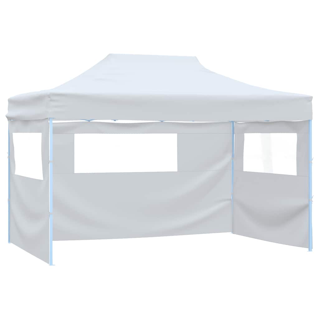 Gazebo Professionale Pieghevole 4 Pareti 280x410x315 cm Acciaio Bianco