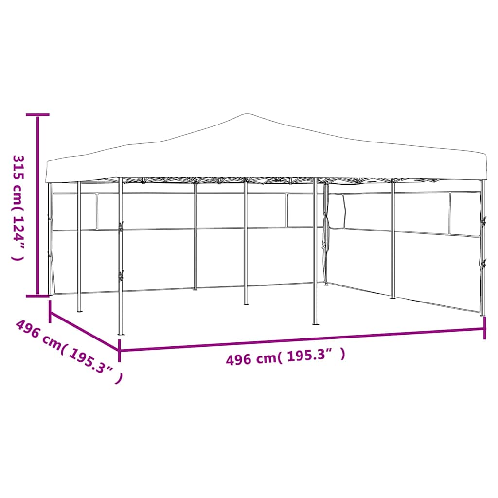Gazebo Pieghevole con 2 Pareti 5x5 m Blu