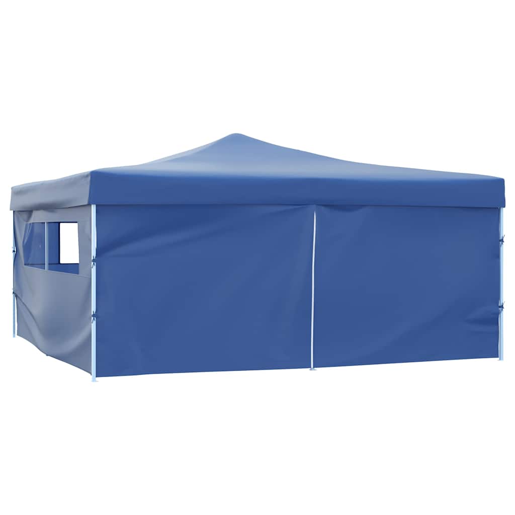 Gazebo Pieghevole con 4 Pareti 5x5 m Blu