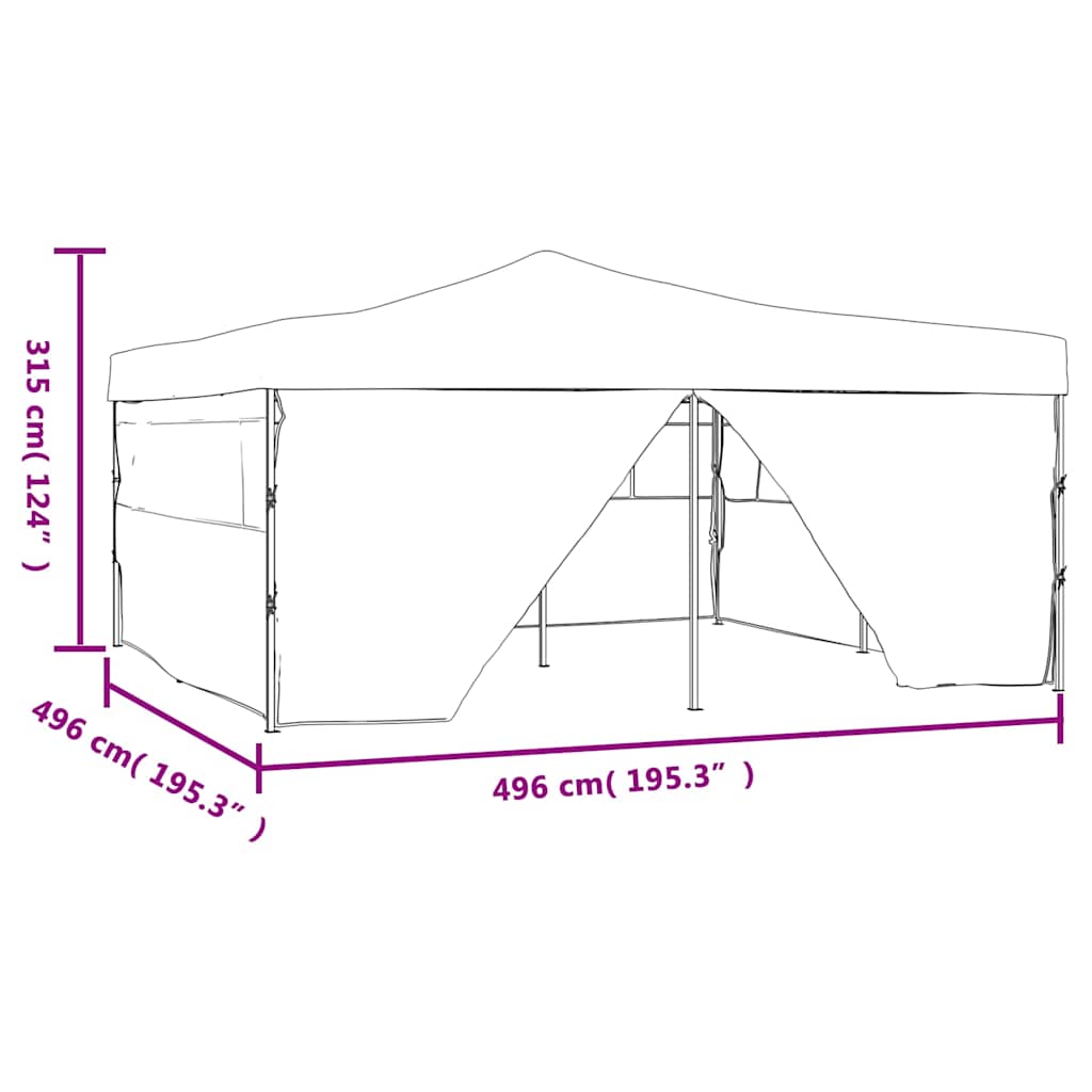 Gazebo Pieghevole con 4 Pareti 5x5 m Blu