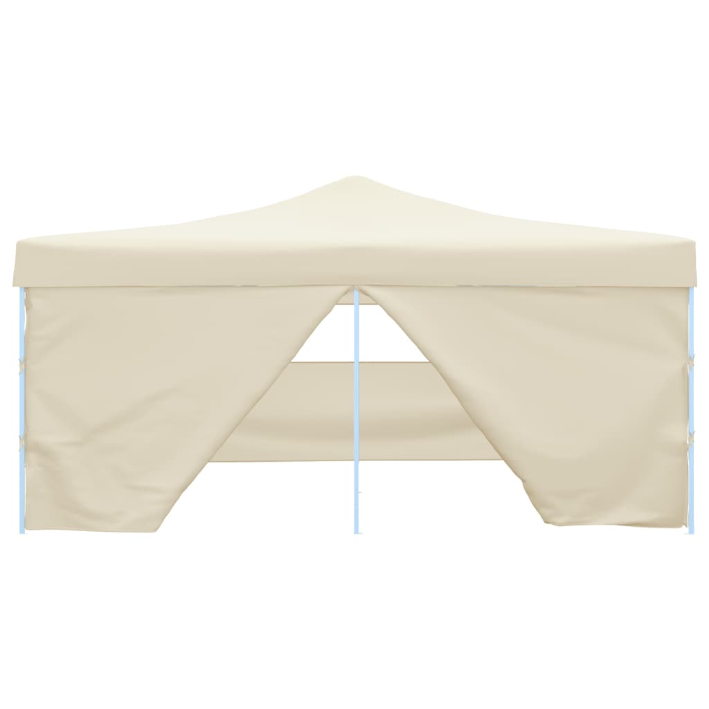 Gazebo Pieghevole con 4 Pareti 5x5 m Crema