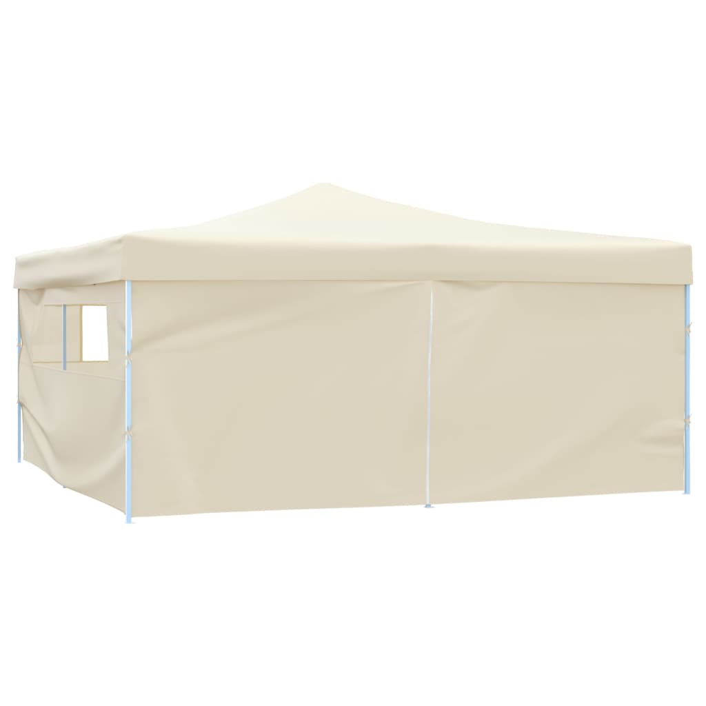 Gazebo Pieghevole con 4 Pareti 5x5 m Crema