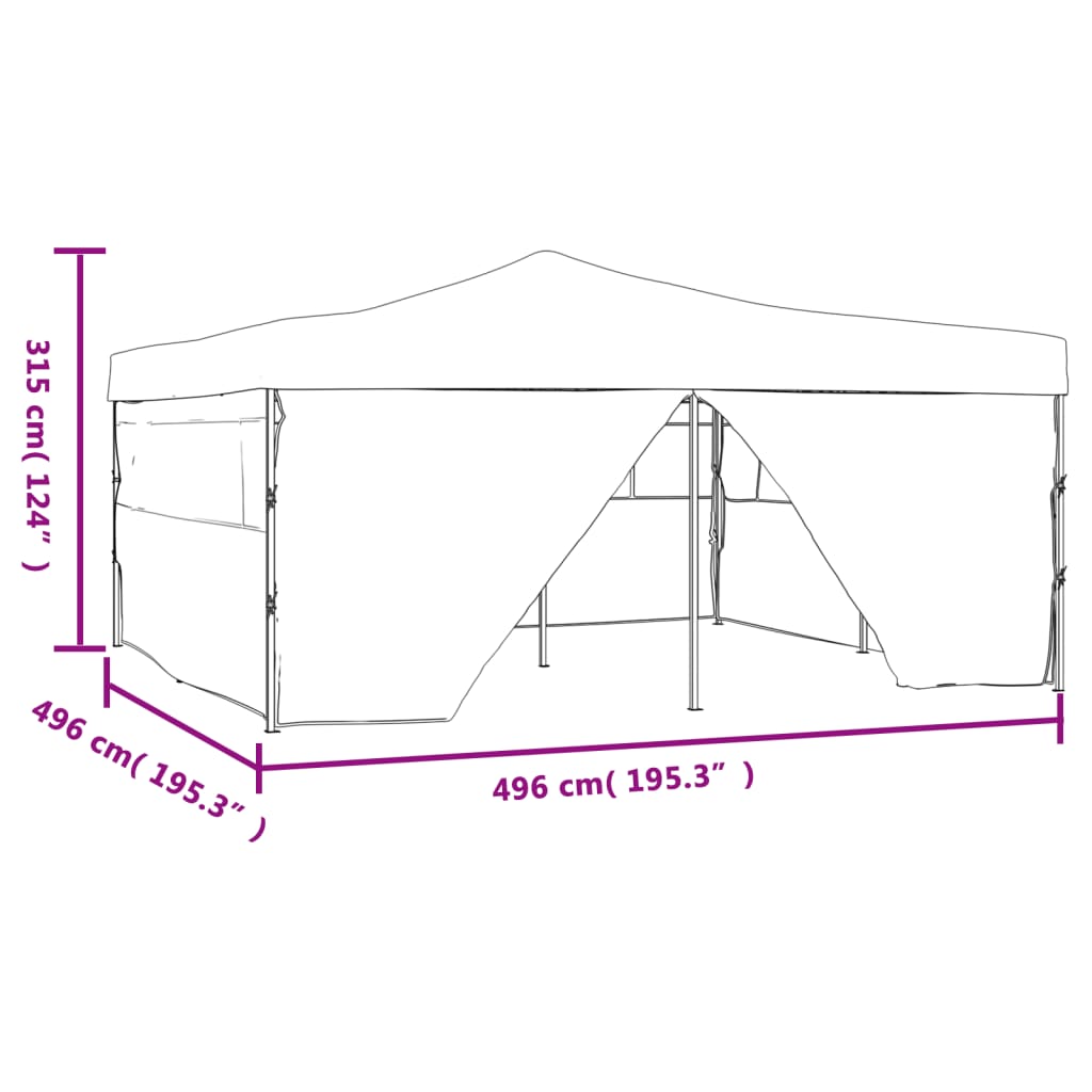 Gazebo Pieghevole con 4 Pareti 5x5 m Crema