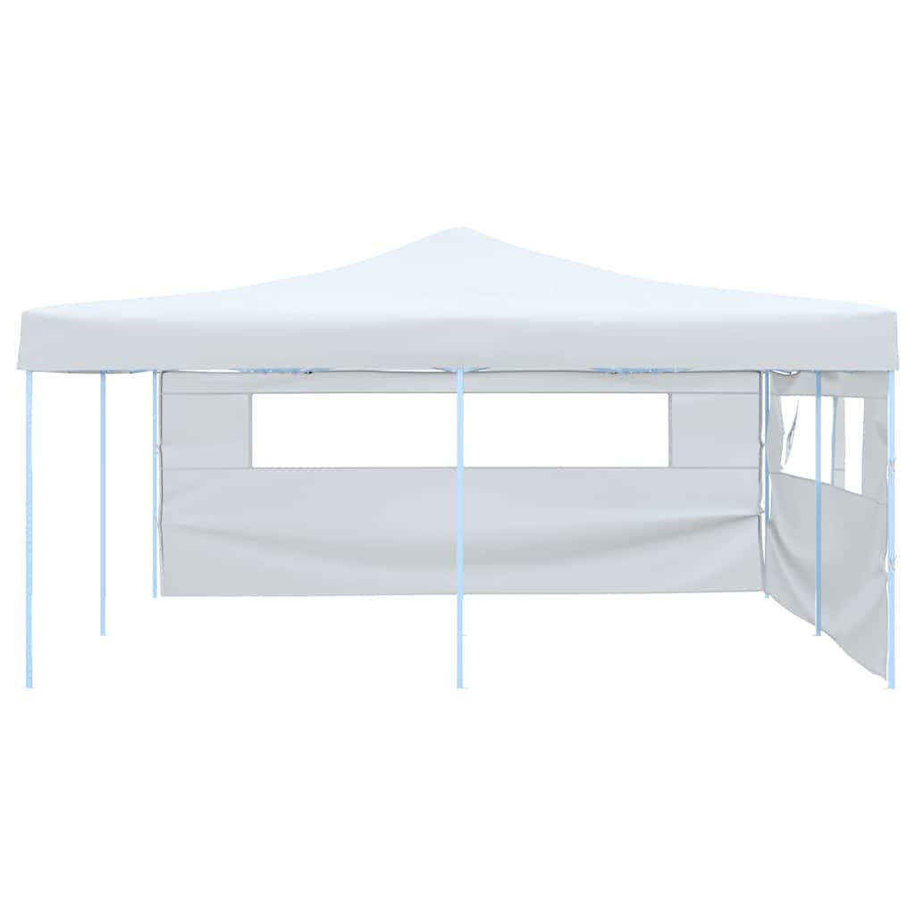Gazebo Pieghevole con 2 Pareti 5x5 m Bianco