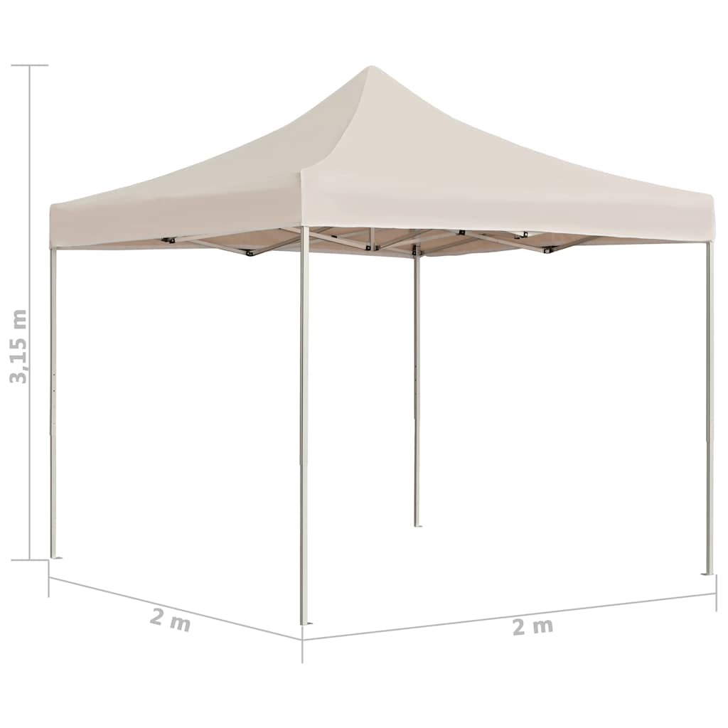 Gazebo Professionale Pieghevole Alluminio 2x2 m Crema