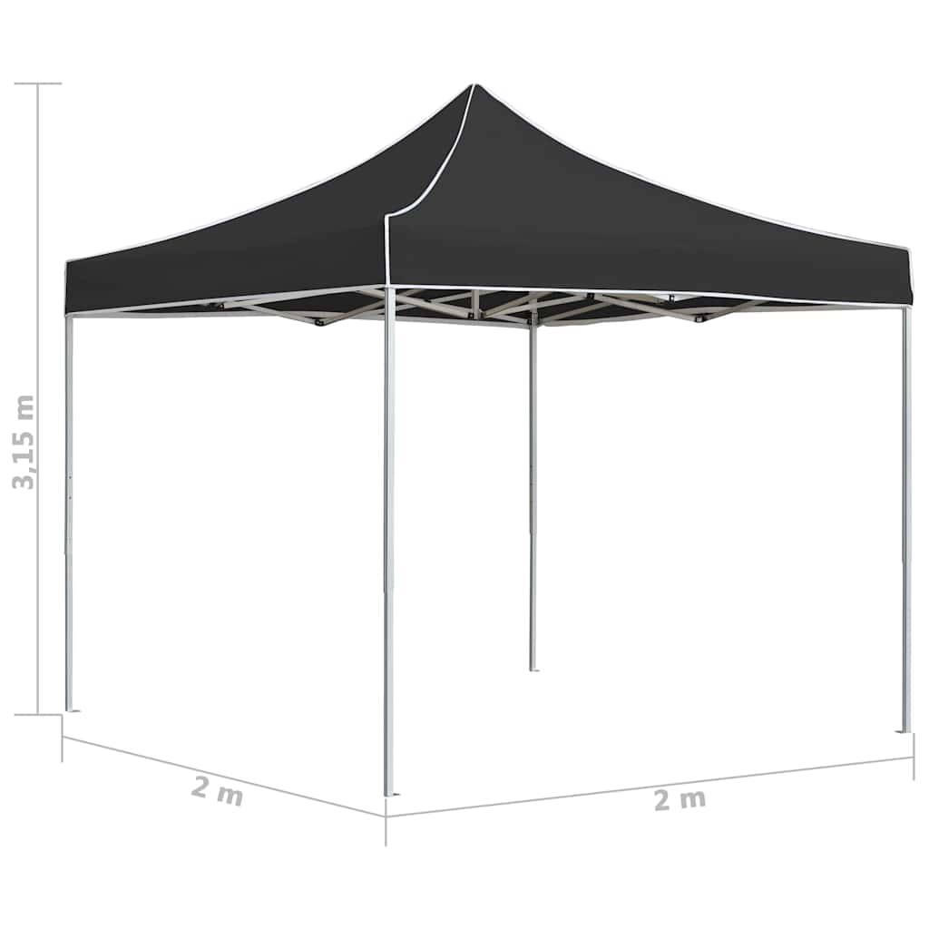 Gazebo Professionale Pieghevole Alluminio 2x2 m Antracite