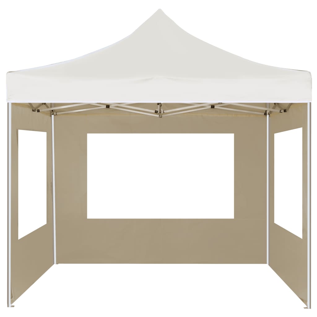 Gazebo Professionale Pieghevole Alluminio con Pareti 2x2m Crema