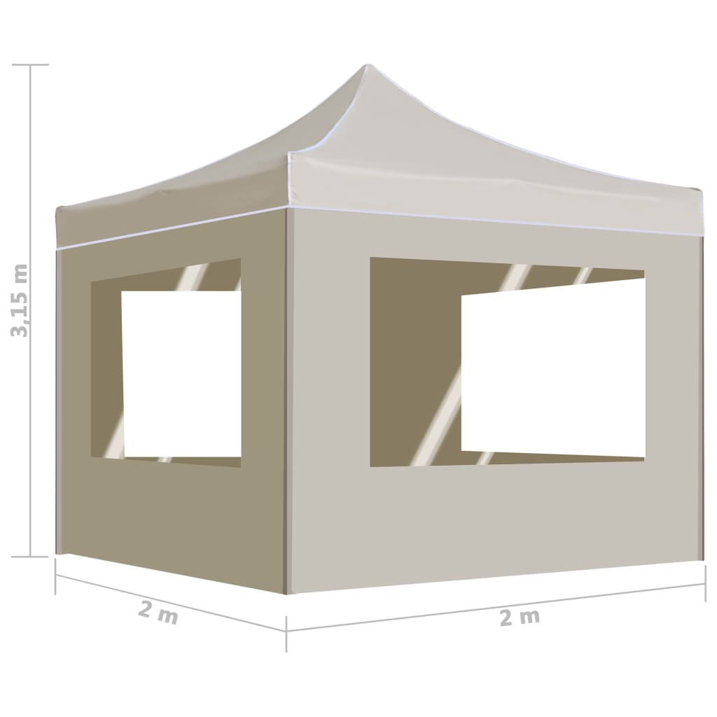 Gazebo Professionale Pieghevole Alluminio con Pareti 2x2m Crema