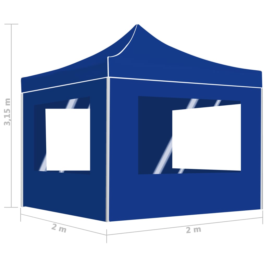 Gazebo Professionale Pieghevole Alluminio con Pareti 2x2m Blu