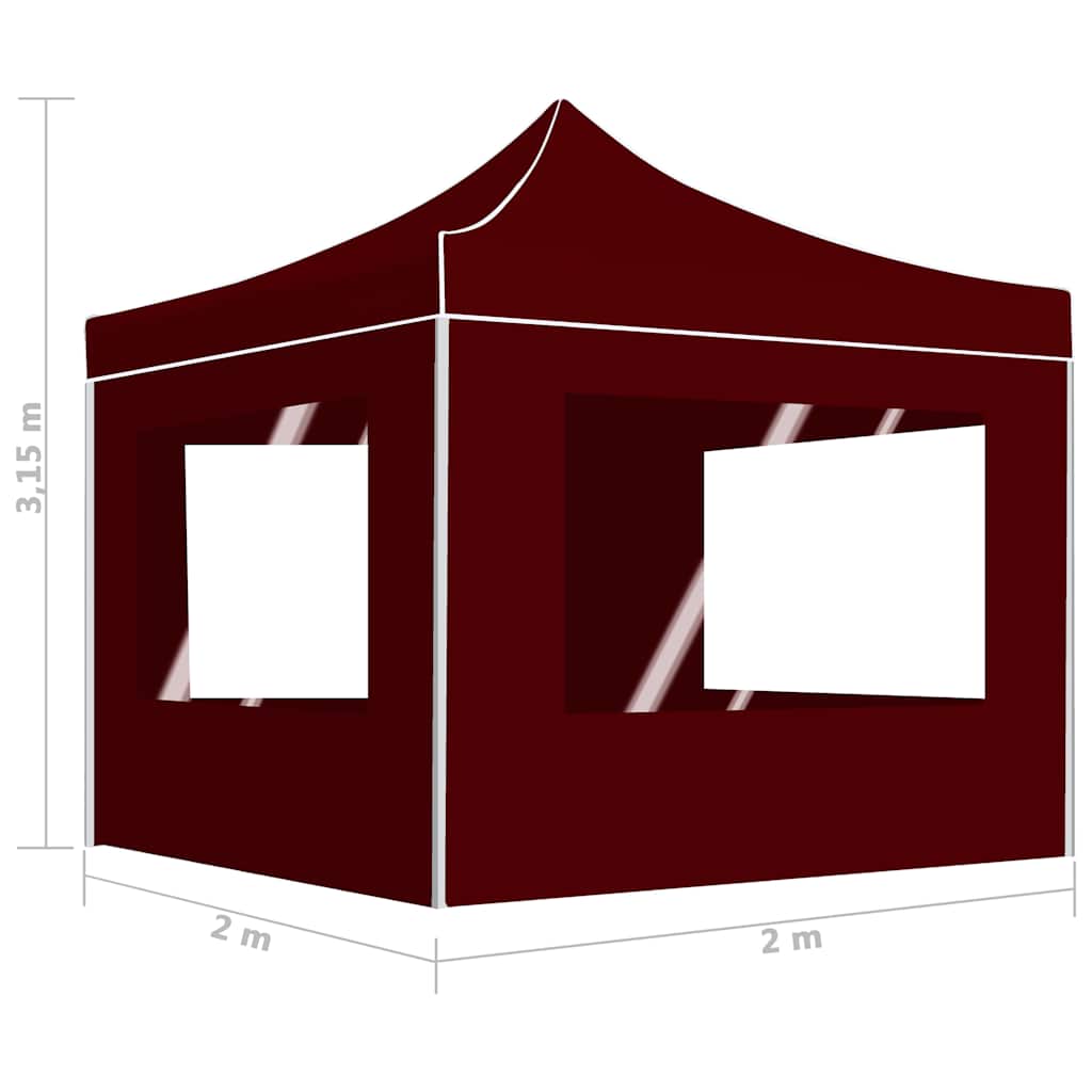 Gazebo Professionale Pieghevole Alluminio con Pareti 2x2m Bordò