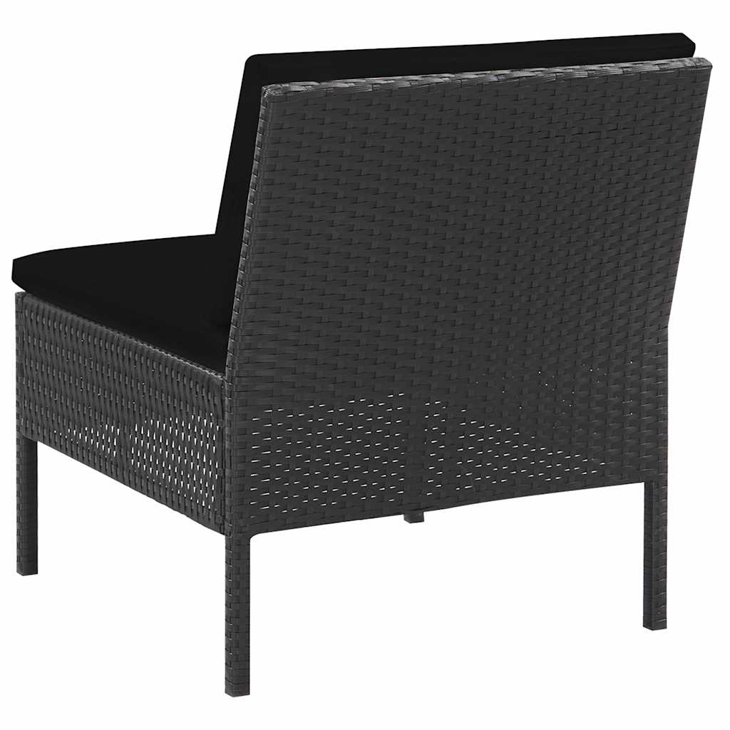 Set Divani da Giardino 6 pz con Cuscini in Polyrattan Nero