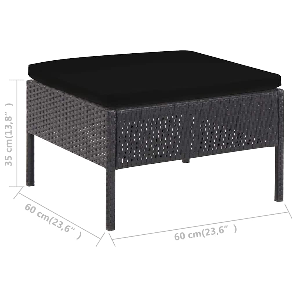Set Divani da Giardino 6 pz con Cuscini in Polyrattan Nero