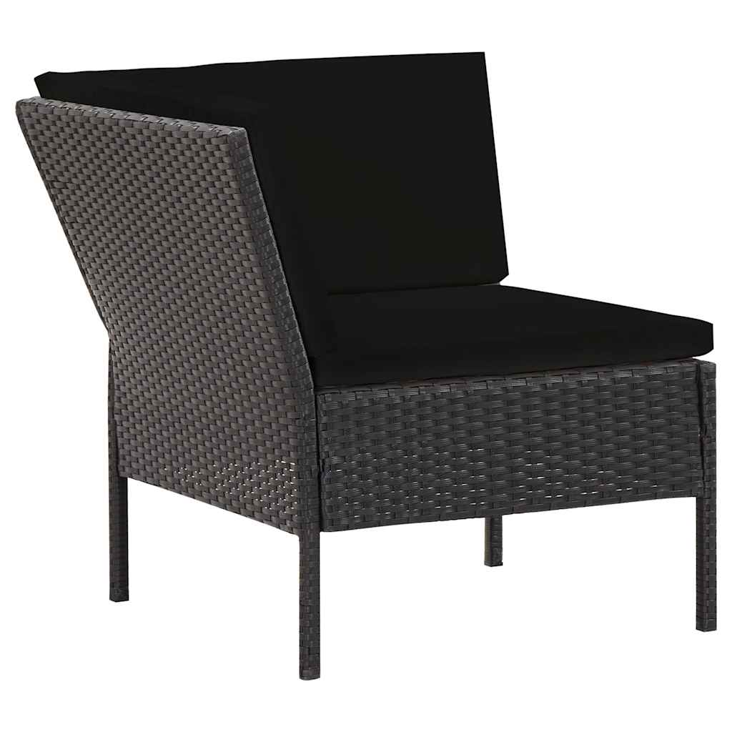Set Divani da Giardino 6 pz con Cuscini in Polyrattan Nero