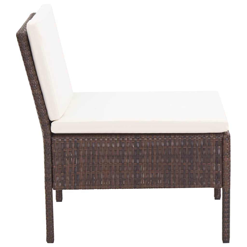 Set Divani da Giardino 8 pz con Cuscini in Polyrattan Marrone