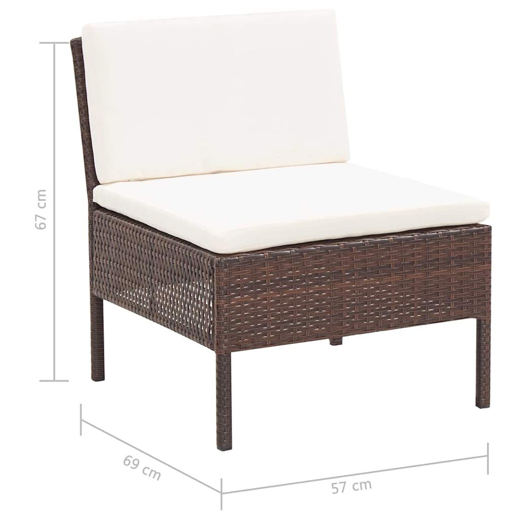 Set Divani da Giardino 8 pz con Cuscini in Polyrattan Marrone