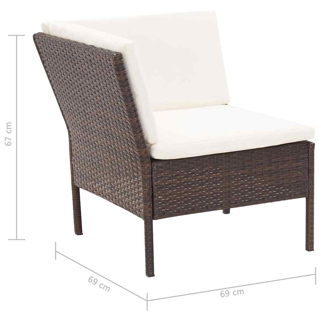 Set Divani da Giardino 8 pz con Cuscini in Polyrattan Marrone