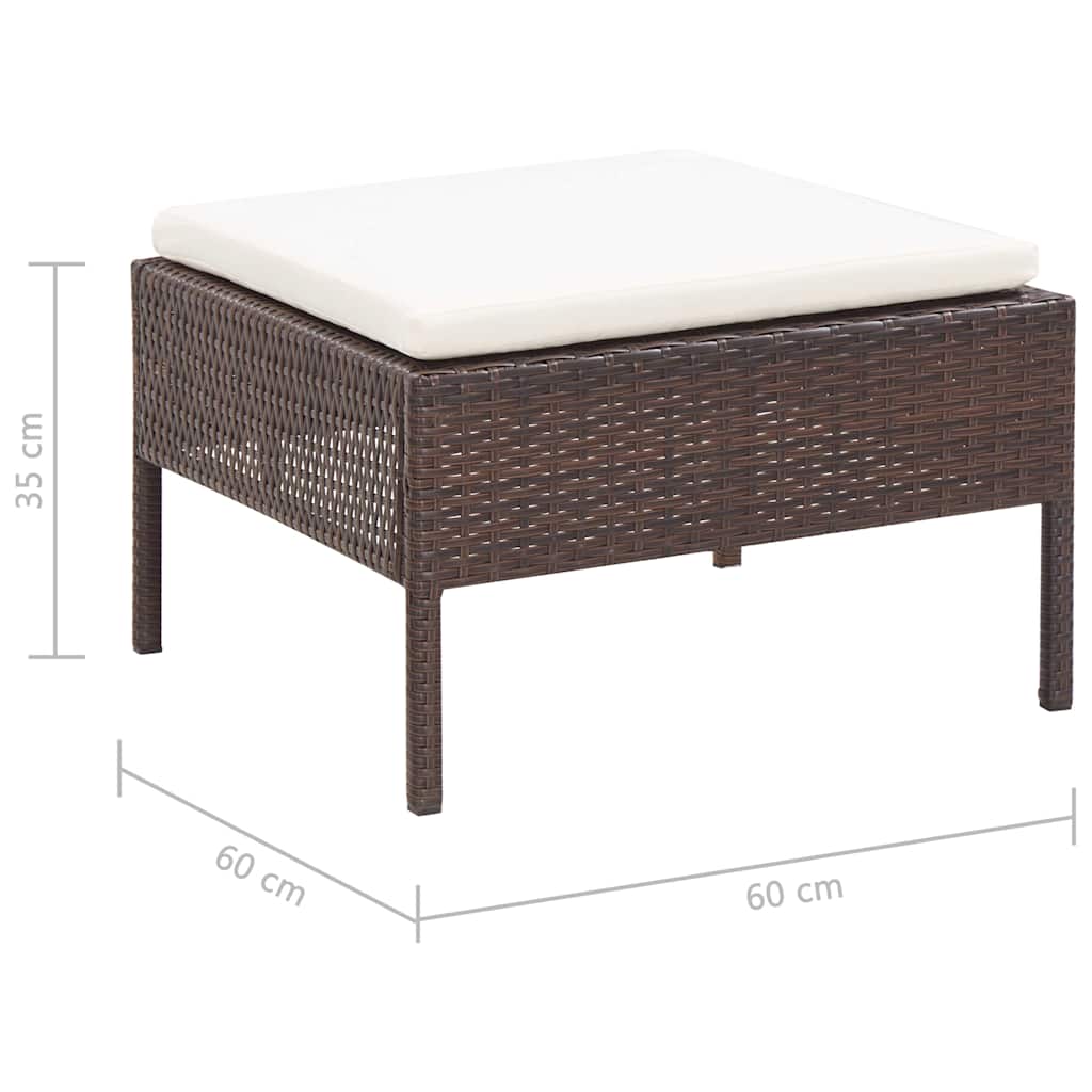 Set Divani da Giardino 8 pz con Cuscini in Polyrattan Marrone