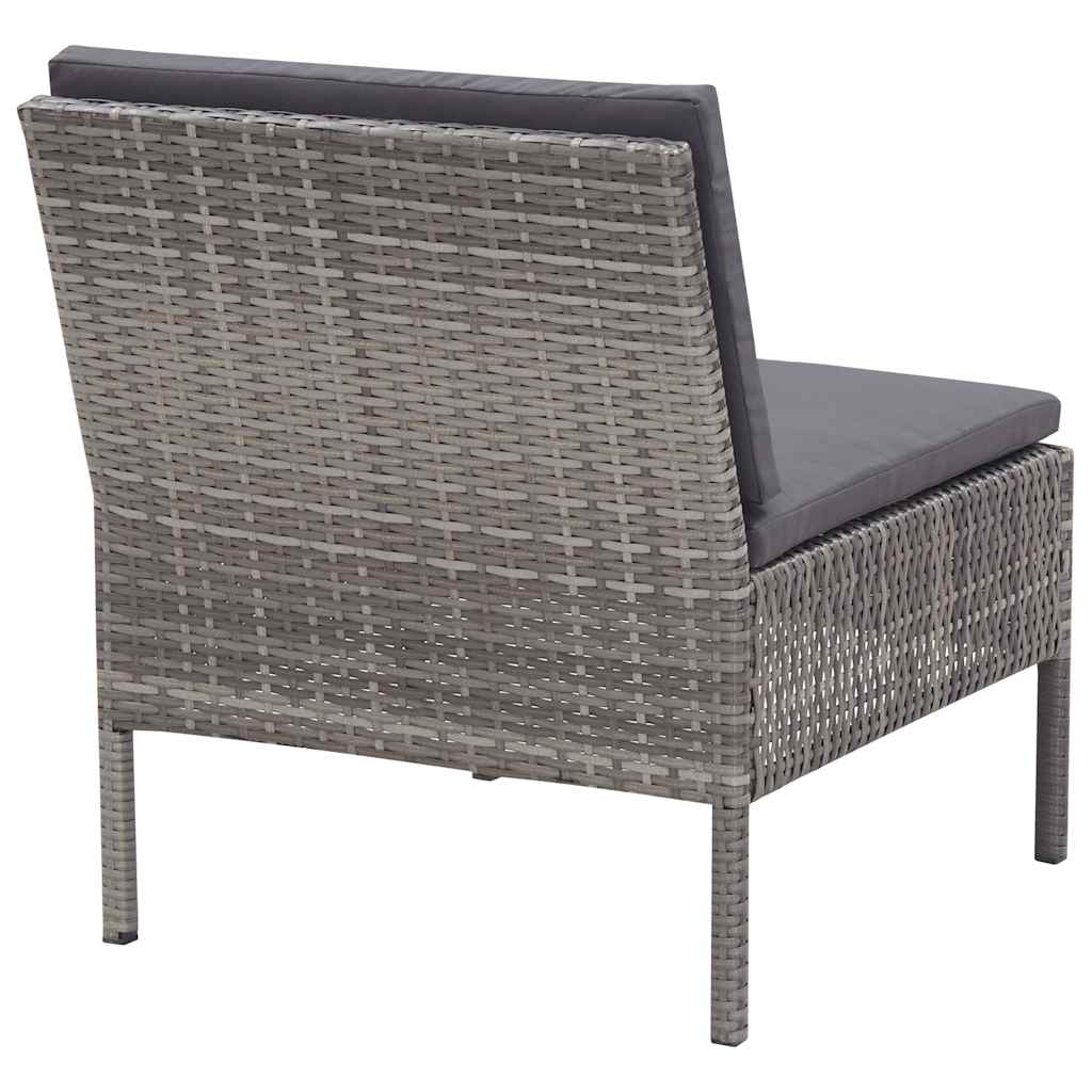 Set Divani da Giardino 8 pz con Cuscini in Polyrattan Grigio
